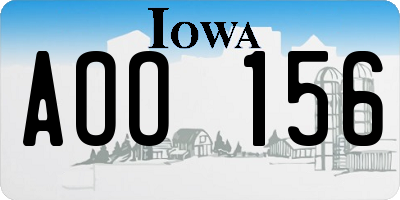 IA license plate AOO156