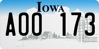 IA license plate AOO173
