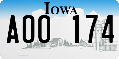 IA license plate AOO174