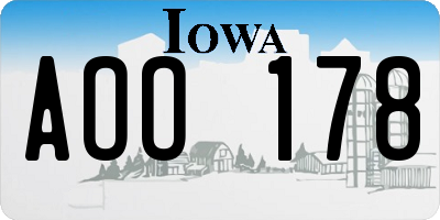 IA license plate AOO178