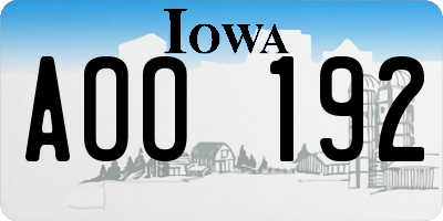 IA license plate AOO192
