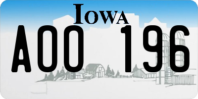 IA license plate AOO196