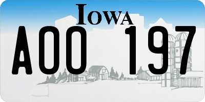 IA license plate AOO197