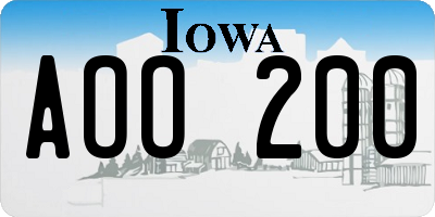 IA license plate AOO200
