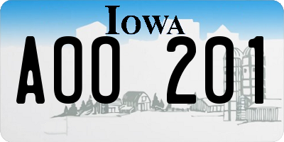 IA license plate AOO201