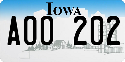 IA license plate AOO202