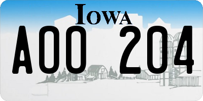 IA license plate AOO204