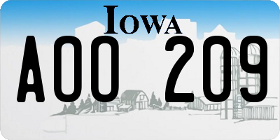IA license plate AOO209