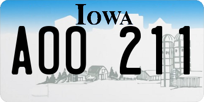 IA license plate AOO211