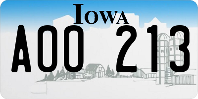 IA license plate AOO213