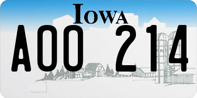 IA license plate AOO214