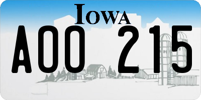 IA license plate AOO215