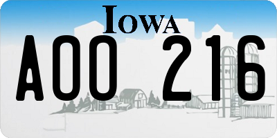 IA license plate AOO216