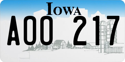 IA license plate AOO217