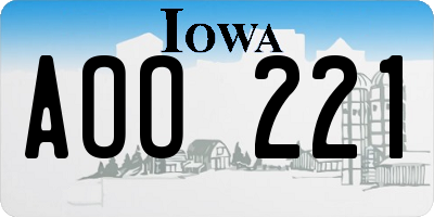 IA license plate AOO221