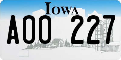 IA license plate AOO227