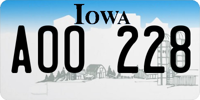 IA license plate AOO228