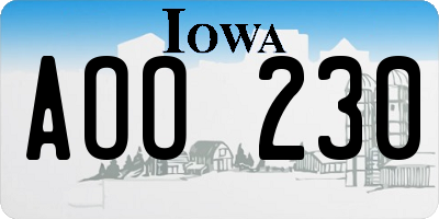 IA license plate AOO230