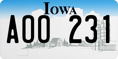IA license plate AOO231
