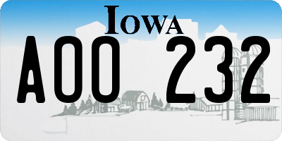 IA license plate AOO232
