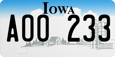 IA license plate AOO233