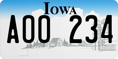 IA license plate AOO234