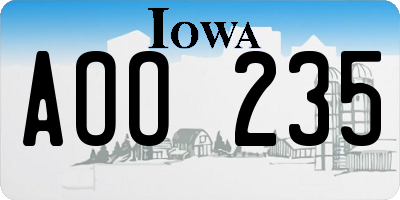 IA license plate AOO235