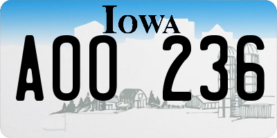 IA license plate AOO236