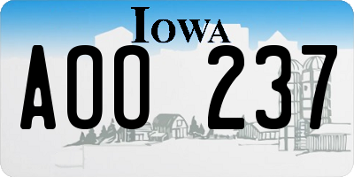 IA license plate AOO237