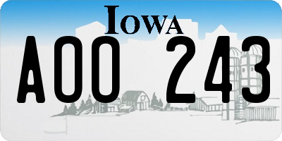 IA license plate AOO243