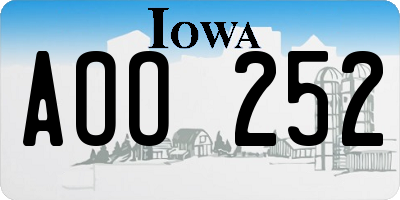 IA license plate AOO252