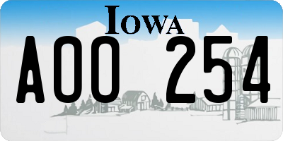 IA license plate AOO254