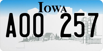 IA license plate AOO257