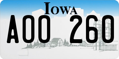 IA license plate AOO260