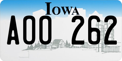 IA license plate AOO262