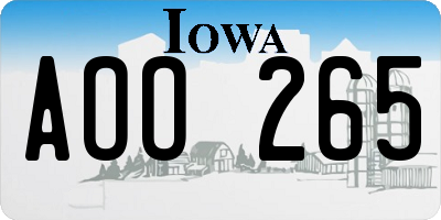 IA license plate AOO265