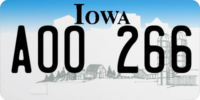 IA license plate AOO266