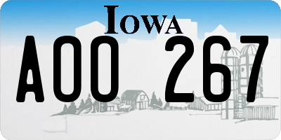IA license plate AOO267