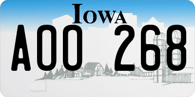 IA license plate AOO268
