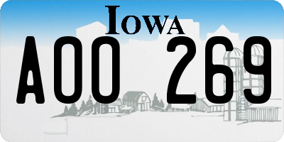 IA license plate AOO269