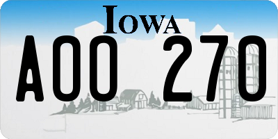 IA license plate AOO270