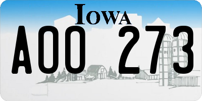 IA license plate AOO273