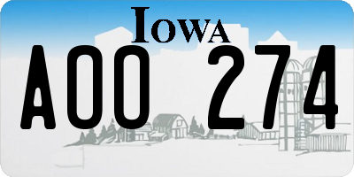 IA license plate AOO274