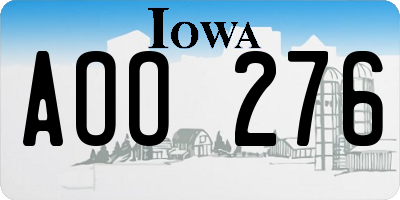 IA license plate AOO276