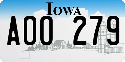 IA license plate AOO279