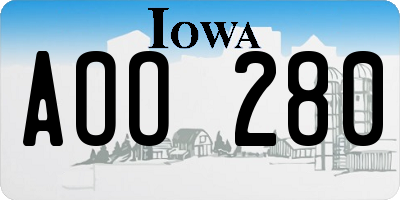 IA license plate AOO280