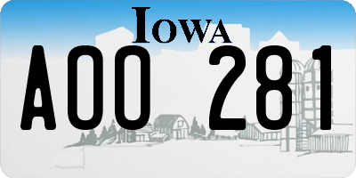IA license plate AOO281
