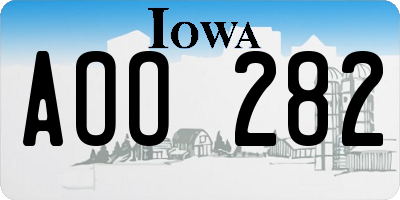 IA license plate AOO282