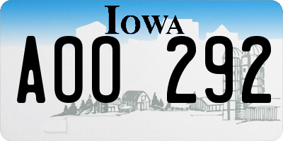 IA license plate AOO292