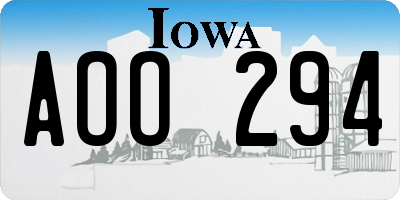 IA license plate AOO294